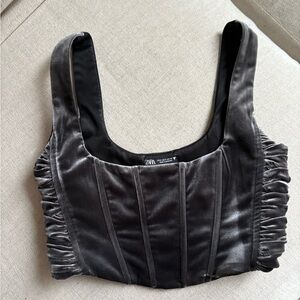 Zara Charcoal Velvet Crop Top